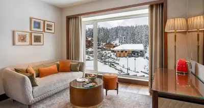 Luxury suite with snowy Gulmarg mountain views