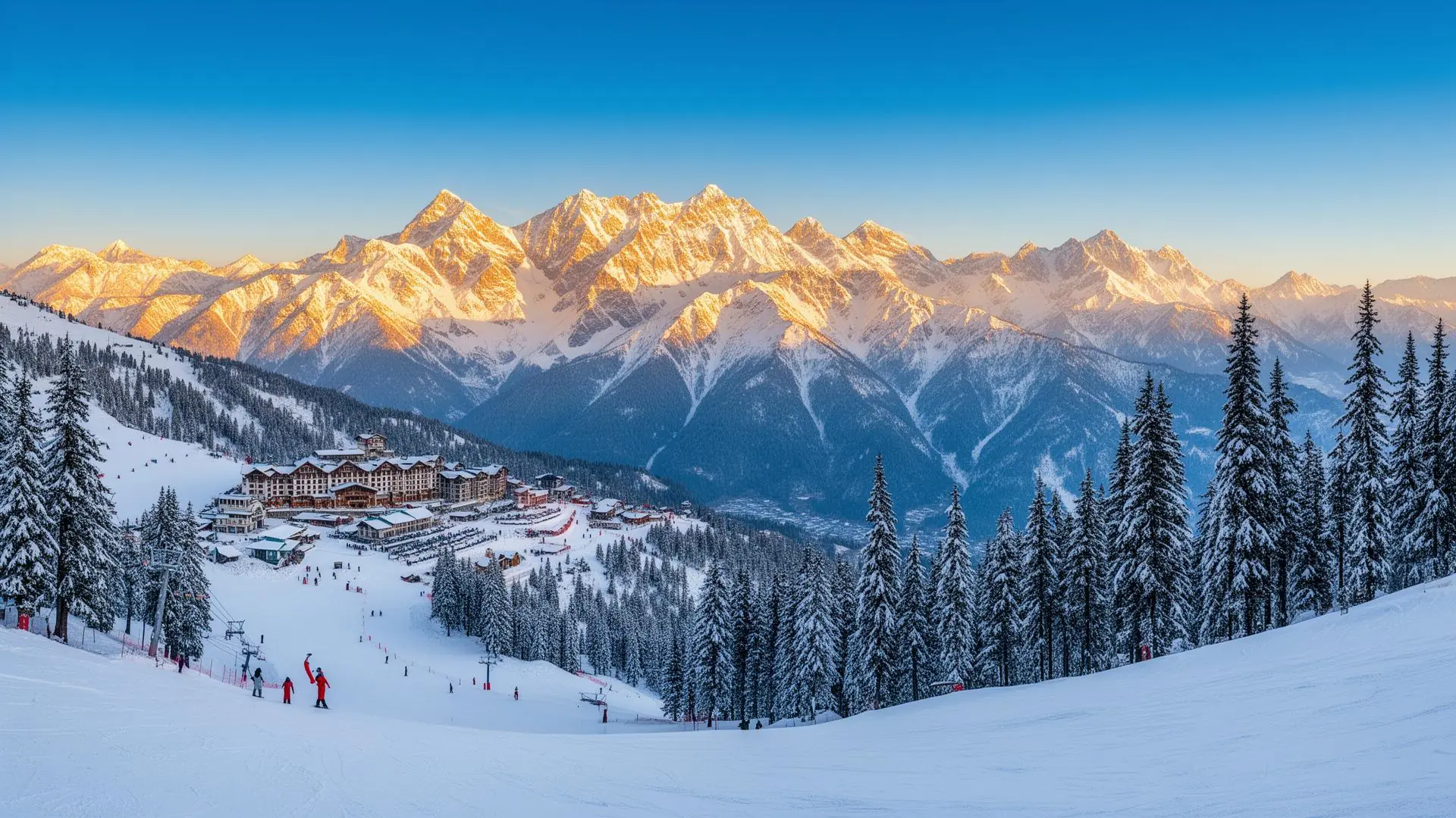 Gulmarg ski resort with Himalayan peaks